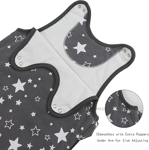 Miniatura 9 de Manta para bebé, algodón ultrasuave, saco de dormir para bebé de 1.5 tog, saco de dormir de transición para envolver (estrellas sobre gris, 12-24