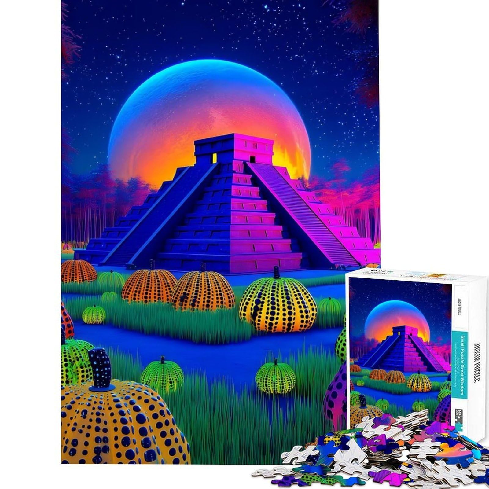 1000 Piece Jigsaw Puzzles for Adults Jigsaw Surreal Pyramid Pumpkin Patch Teenager Puzzles Family Games Birthday Present Fun Activities at Home (Size 75x50cm)