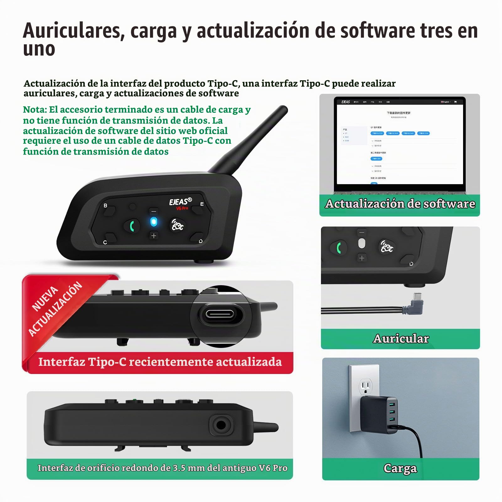 Vnetphone V6 Intercomunicador Casco Moto Bluetooth 1200m Auriculares Bluetooth para Motocicletas hasta 6 Motolistas Reducción de Ruido DSP Impermeabilidad