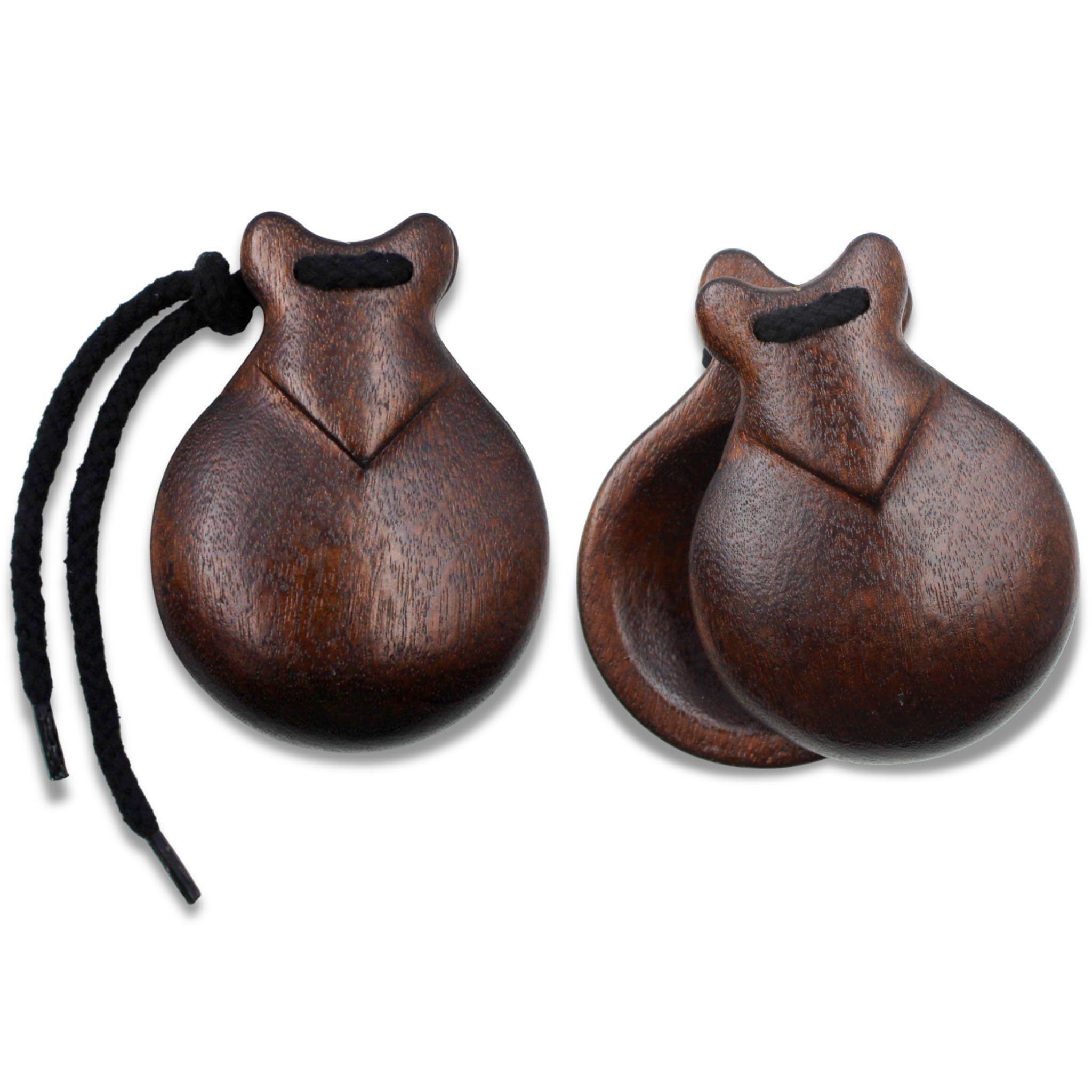 Semi-Professional Flamenco Jale Spanish Castanets - Mongoy & Nodal Wood, Dark Brown Finish, Size 8 for Dance Performances & Practice, Made in Spain
