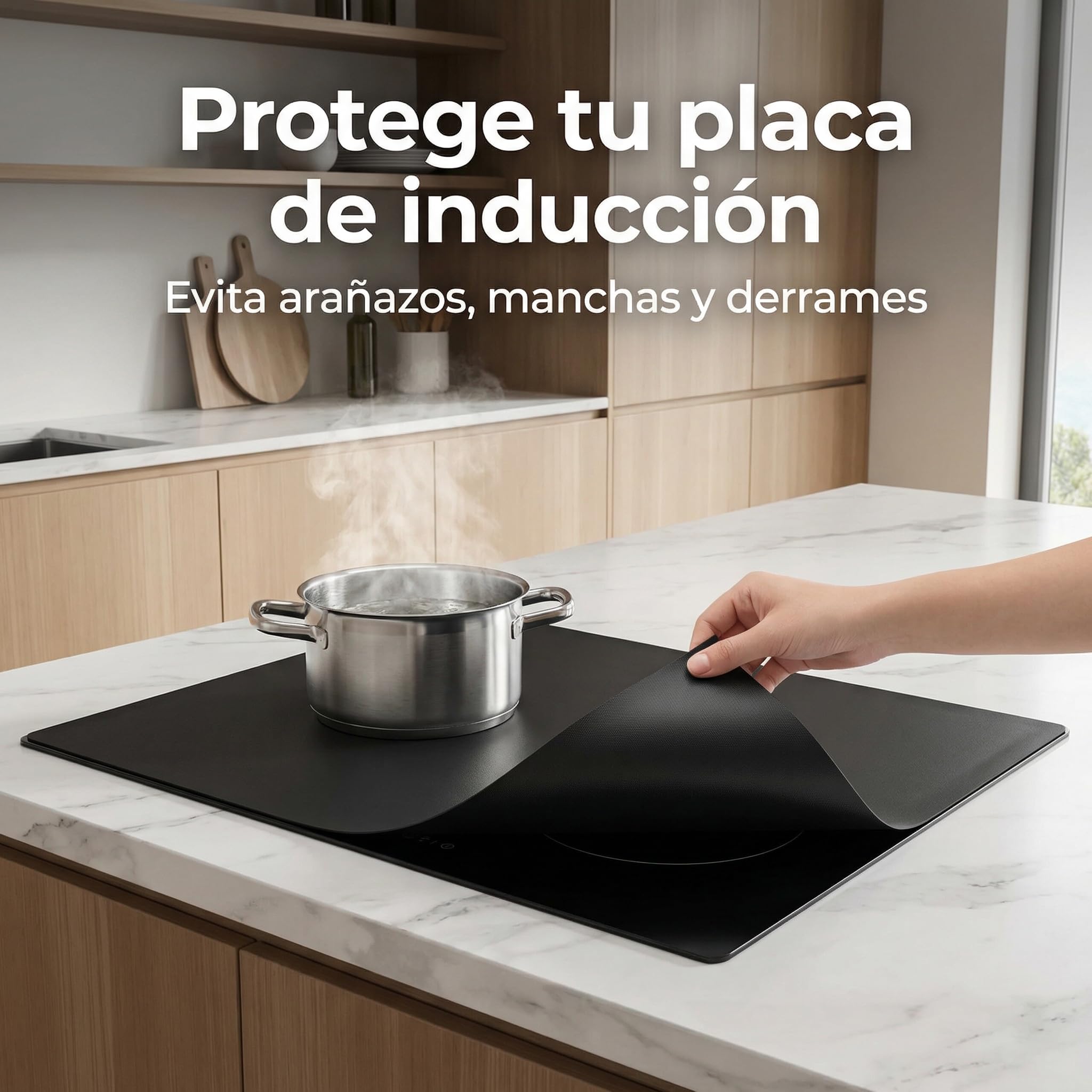 BAYON Protector Placa de Inducción Pack 2 – Alfombrilla Protectora para Inducción 61x53 cm, Recortable y Reutilizable, Protege la Encimera al Cocinar – Cubre Vitrocerámica — view 2