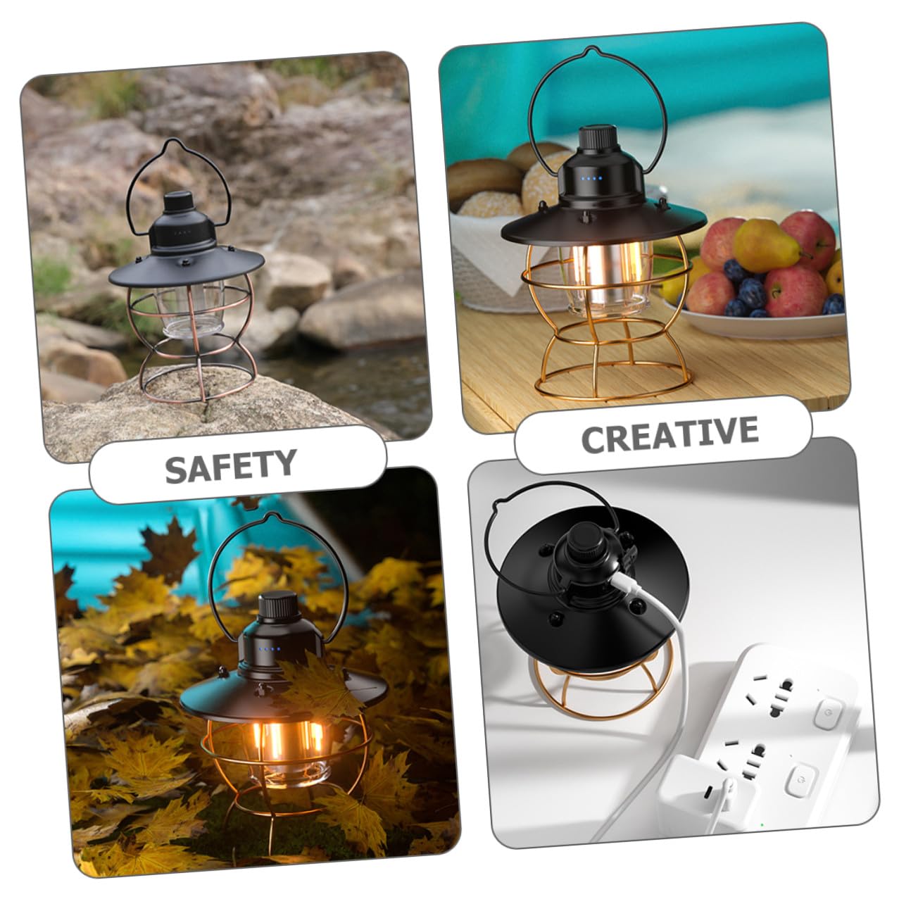 Lámpara Vintage Portátil para Camping Luz LED Recargable Linterna de Mano Multifuncional para Exteriores para Senderismo y Actividades al Aire
