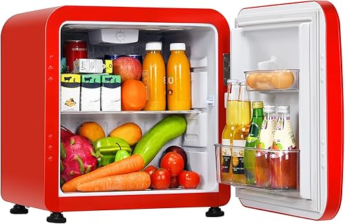 Miniatura 10 de COSTWAY Mini refrigerador de 1.6 pies cúbicos, refrigerador compacto con descongelación automática, puerta reversible individual, termostato