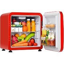 COSTWAY 1.6 Cu.ft Mini Fridge, Compact Refrigerator with Auto Defrost, Single Reversible Door, Adjustable Thermostat for Office, Dorm, Bedroom, Apartment Red