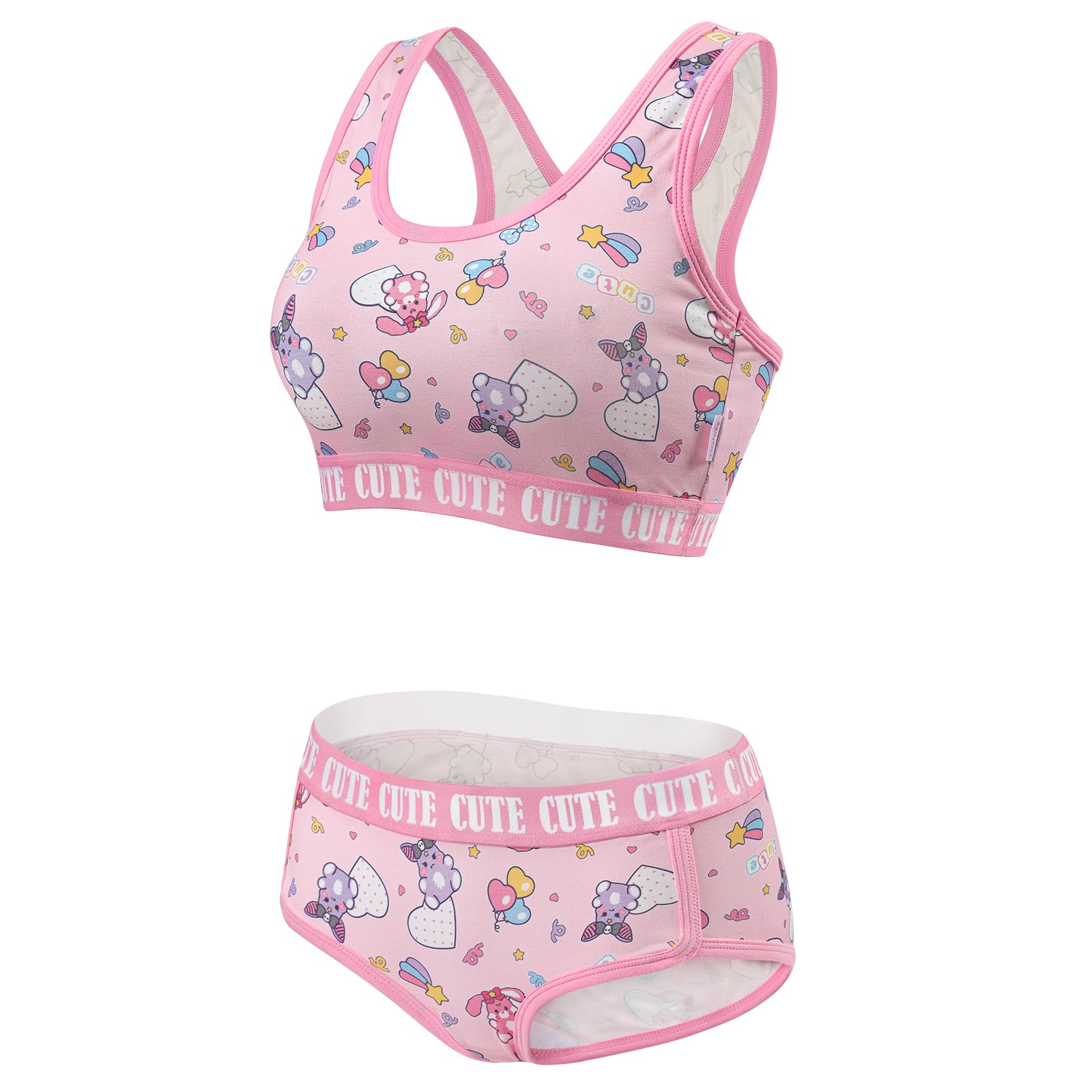 LittleForBig Conjunto de ropa de mujer de algodón Camisola y bragas Loungewear Usagi Bralette
