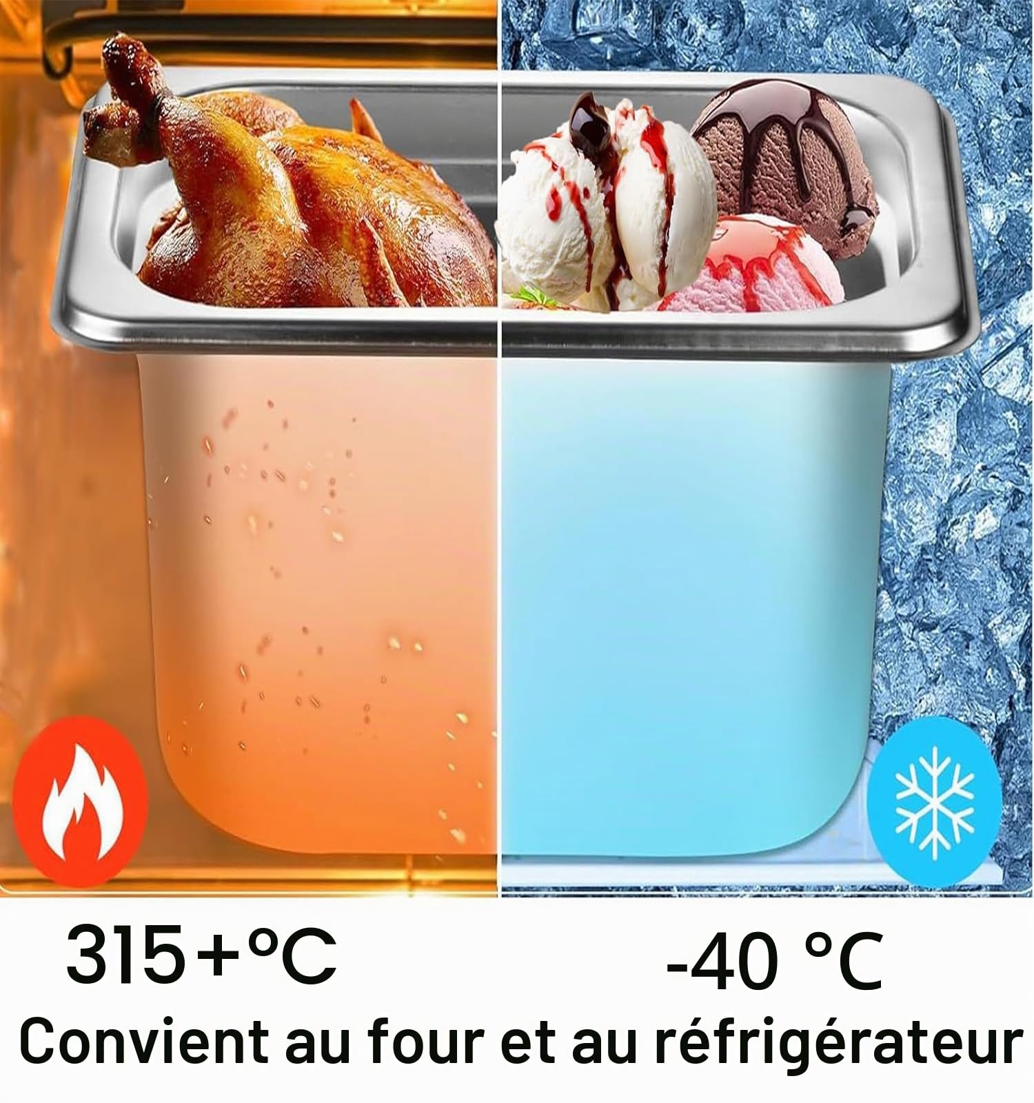 Lot de 3 récipients en acier inoxydable 1/6 avec couvercle, Récipients de conservation au chaud, récipient gastronorme alimentaire en inoxydable, résistant à la chaleur, 17,5 x 16 x 15 cm