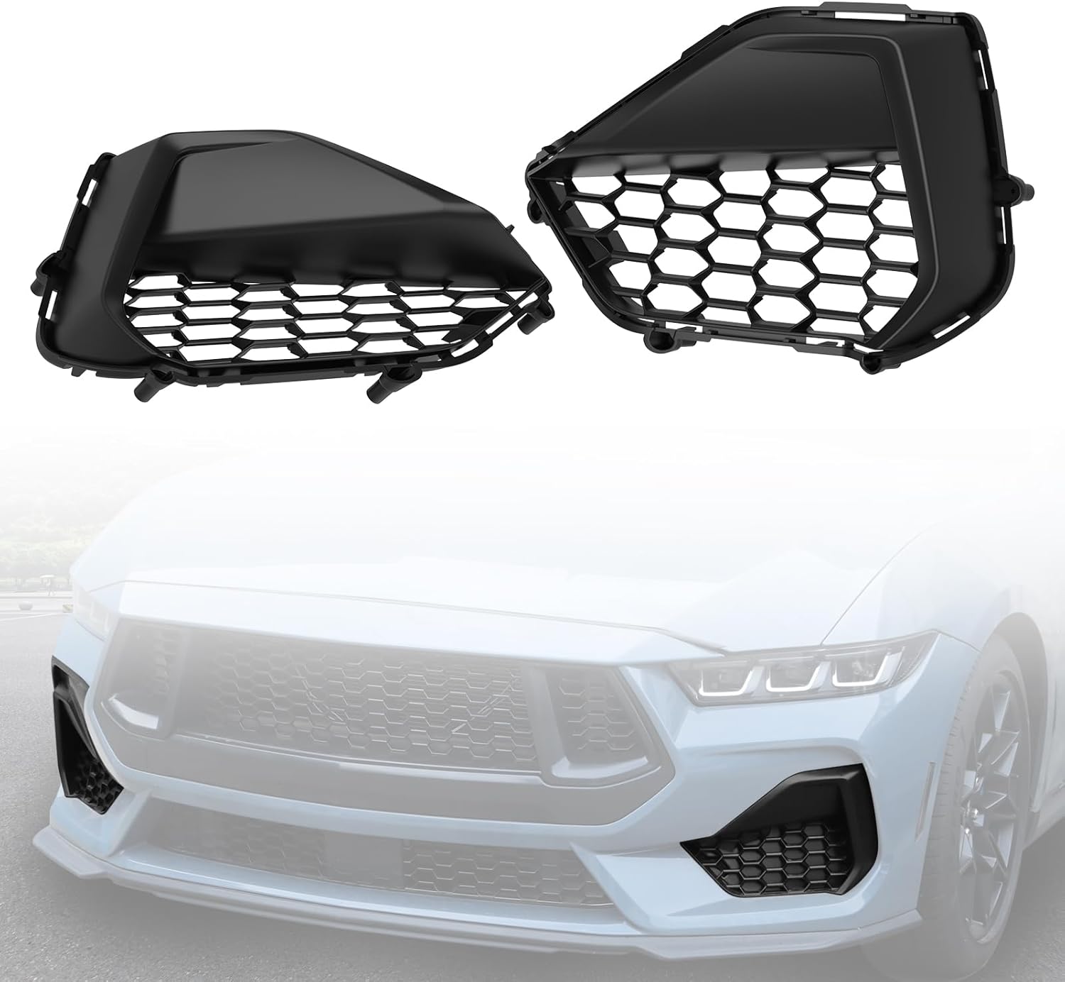 Front Bumper Side Grille Trim Cover Compatible with Ford Mustang S650 GT 2024 2025, Front Lower Intake Air Duct Vent Cover for Mustang GT/GT Premium Accessories