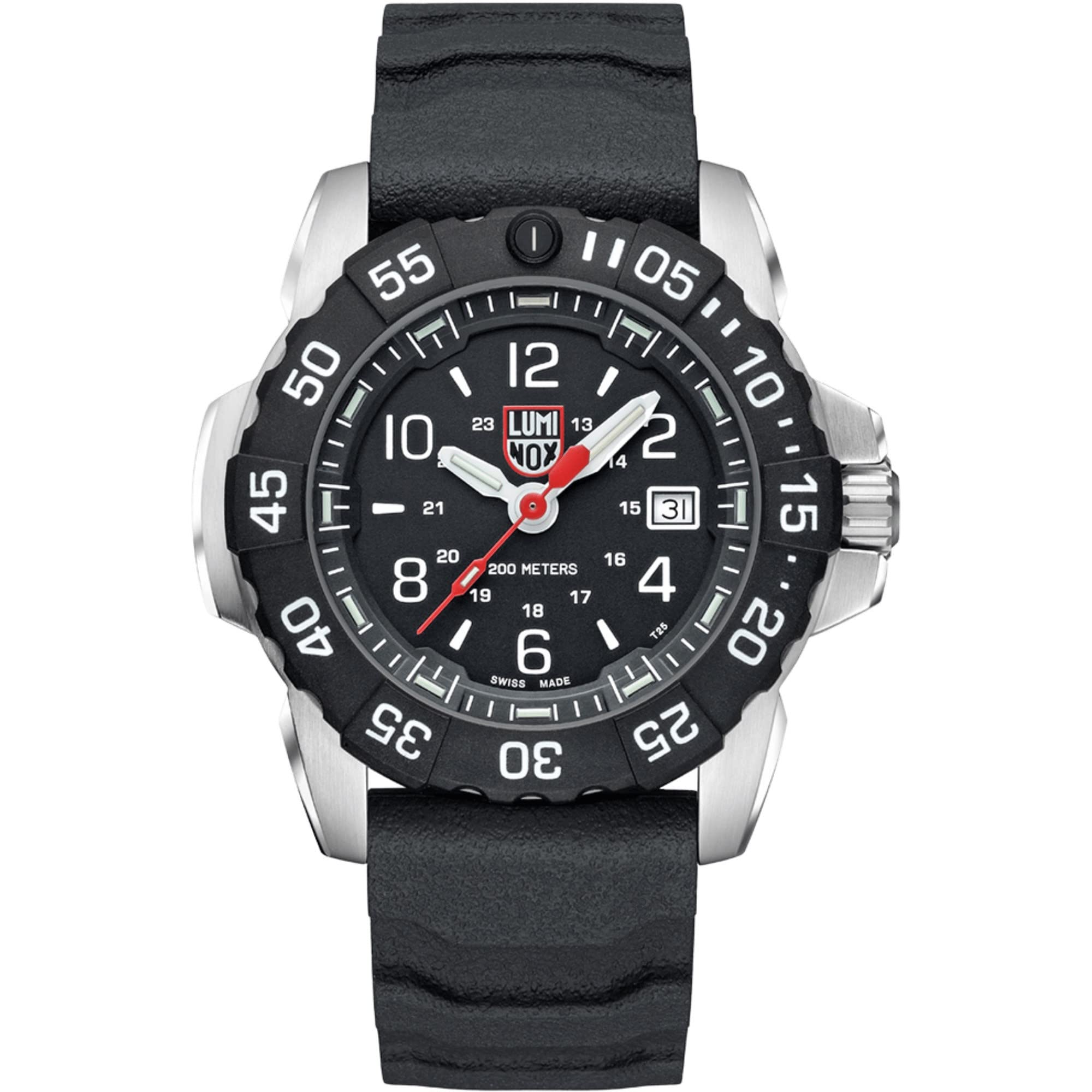 Luminox Herren Taucher Uhr Navy Seal Steel 3250 Series in der Farbe Schwarz mit Kautschukarmband, Gehäusedurchmesser: 45 mm, XS.3251.CB