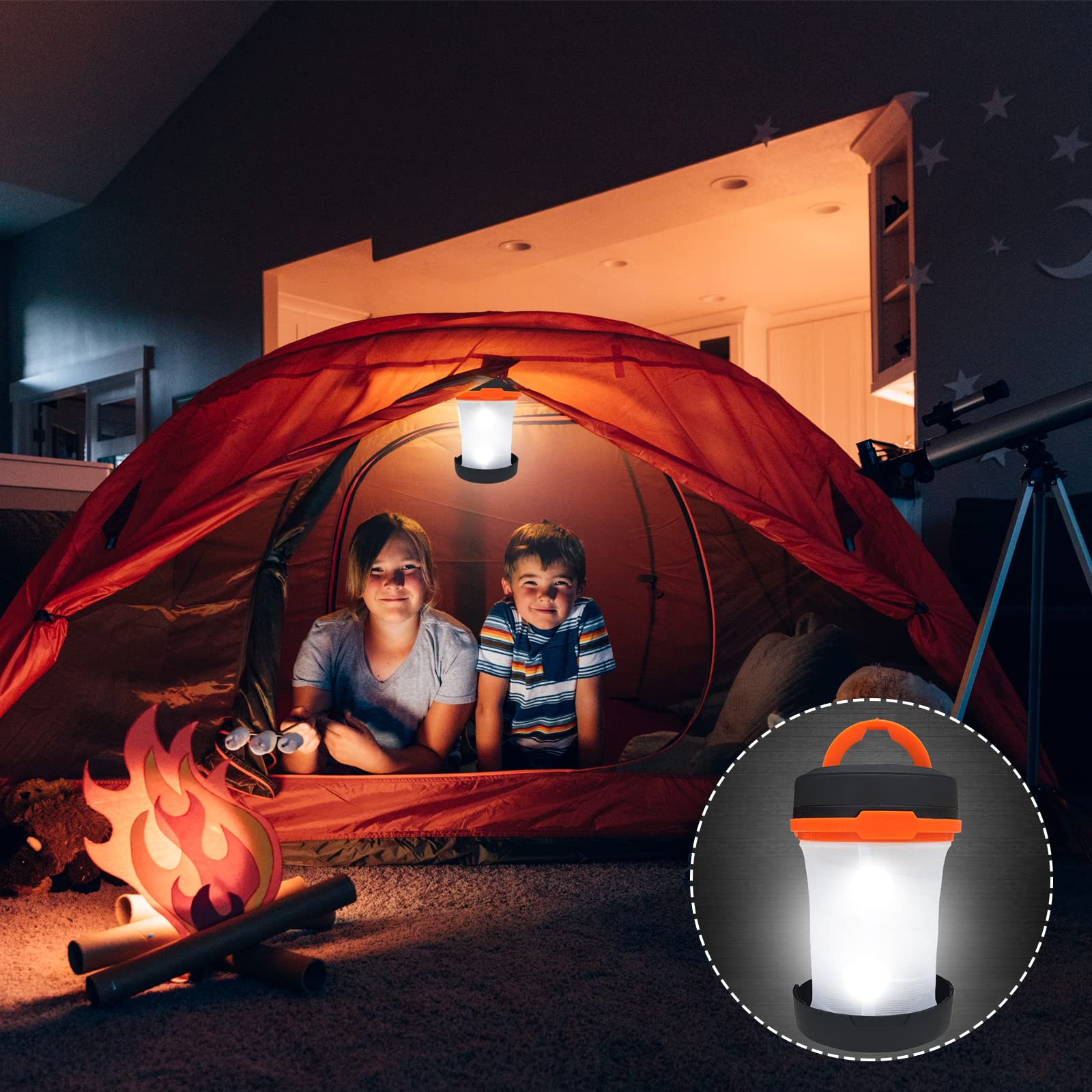 Lanternes LED Camping Lot De 5 - Ampoules Avec Crochet - Pour Tente, Randonnée, Pêche - Lumière Chaude