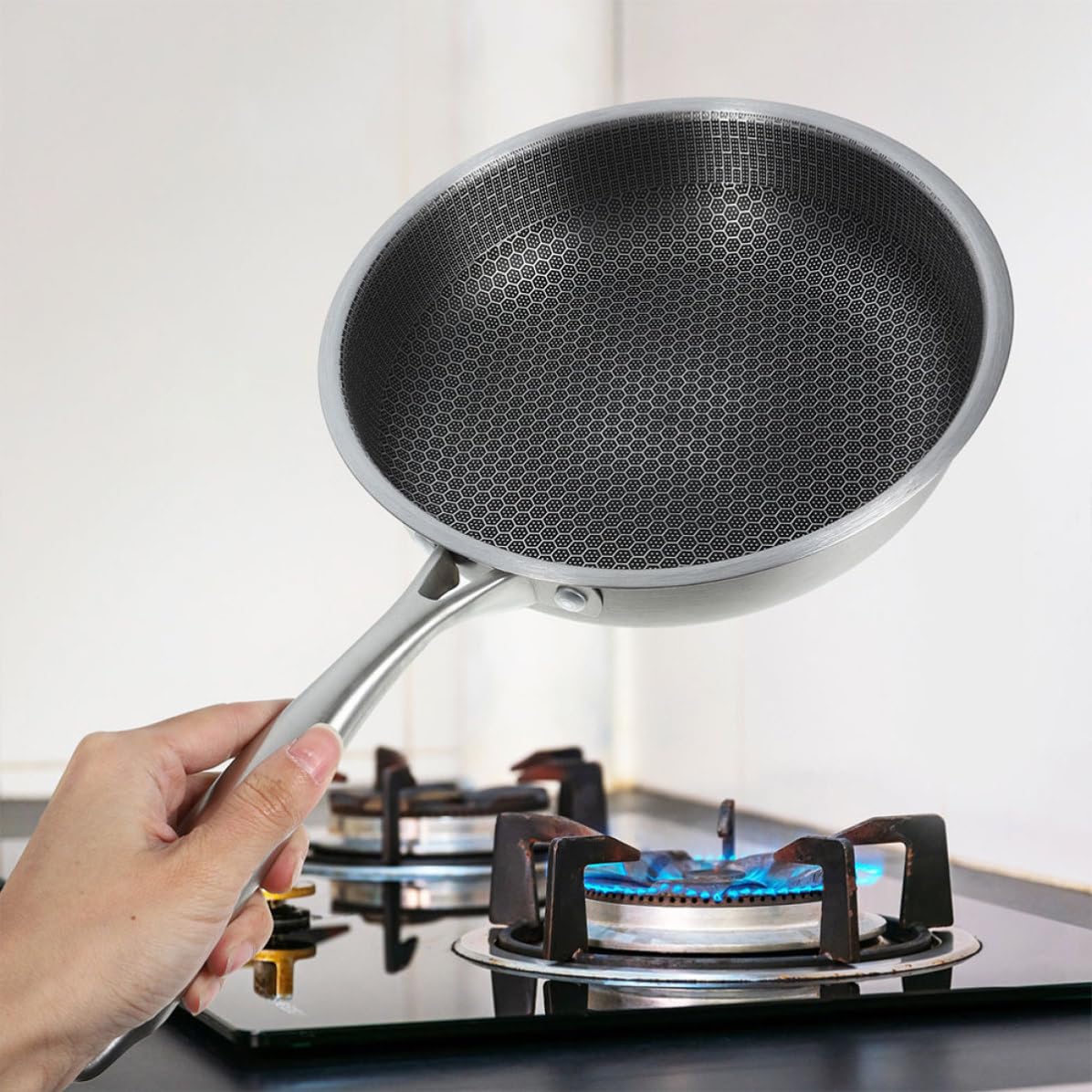 NUOBESTY Padella e Resistente al in Inossidabile per Frittata con Distribuzione Uniforme del Calore per Uova e Bistecche