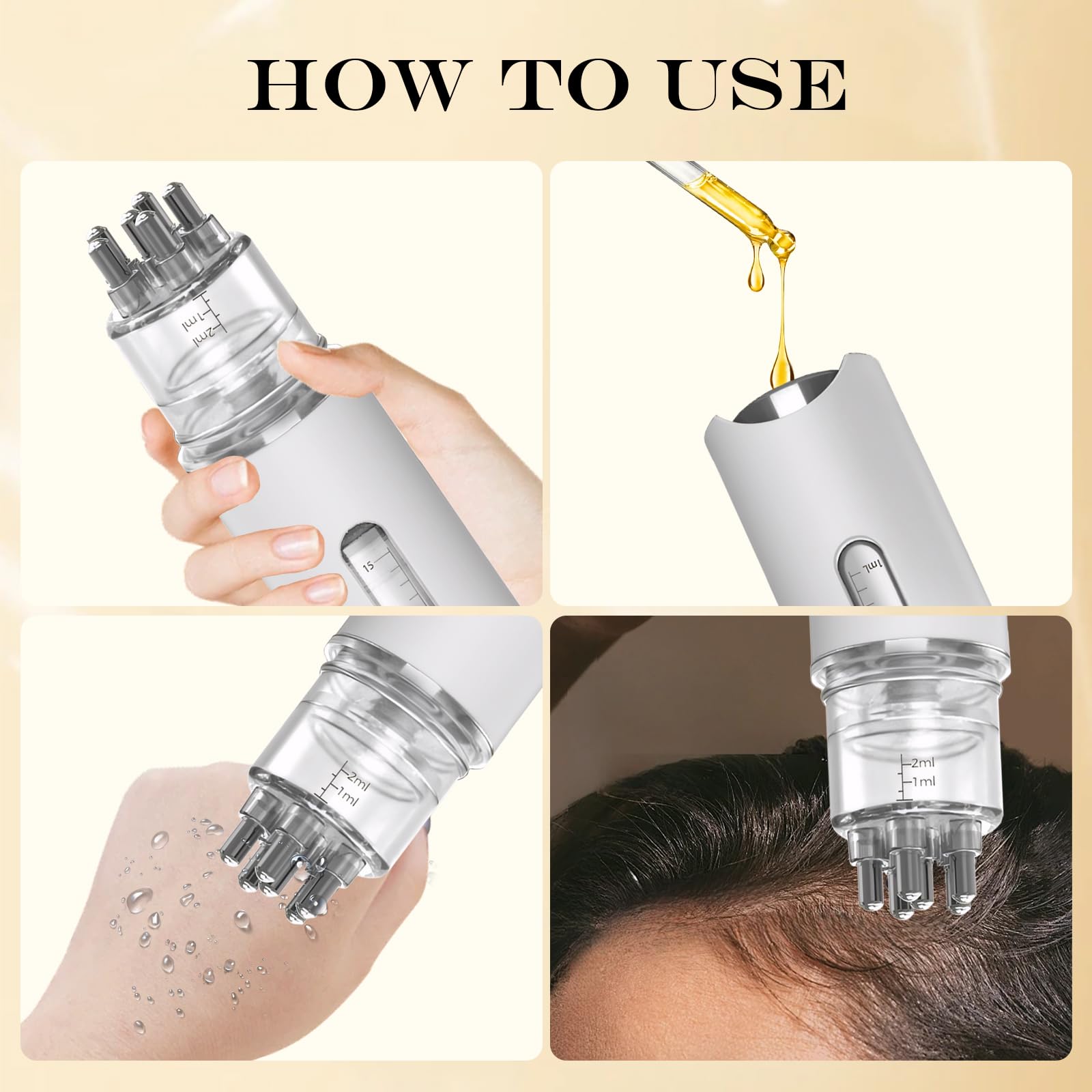 Haaröl Applikator,Scalp Applicator 2-in-1 Haarpflege,öl Applikator Haare Wasserdicht & Leicht Reinigbar,Kopfhaut Applikator Flasche für Minoxidil & ätherische öle,für Haarbehandlung