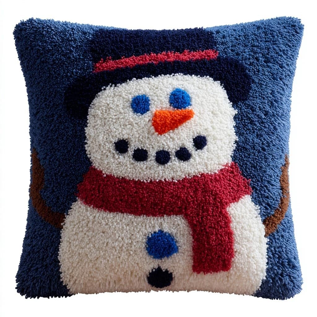 WallustrioaW Latch Hook Kits Pillow,Snowman Pattern
