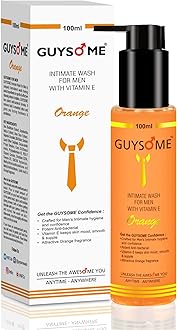 Intimate Wash for Men, Daily Hygiene Wash for Male Genital Area Care, pH Balance for Sensitive Skin with Vitamin E & Sea Buckthorn 3.38 FL Oz 100ML (Orange)