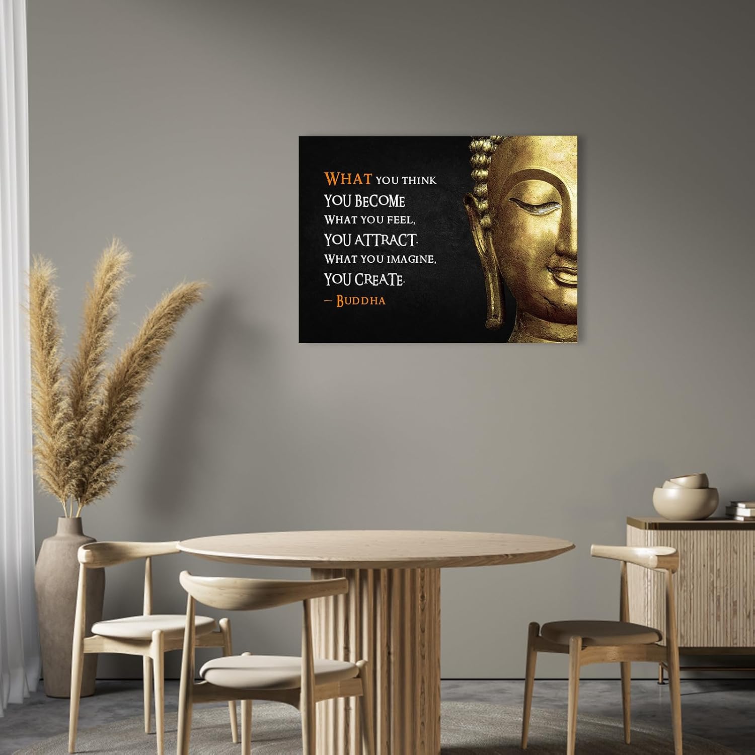 YPY Inspirational Buddha Zen Wall Art: Mindset is Everything Meditation Decor, Motivational Quotes Poster Decoration for Home Office Living Room Canvas 16"x24"