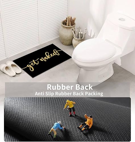 Miniatura 4 de Alfombra de baño negra de secado rápido, divertida alfombra de baño para debajo de la puerta, absorbente y antideslizante para bañera, ducha,