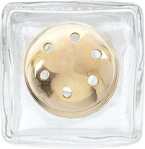 Miniatura 5 de Juego de 24 mini saleros y pimenteros, forma de cubo, cuerpo de cristal, parte superior chapada en oro pulido