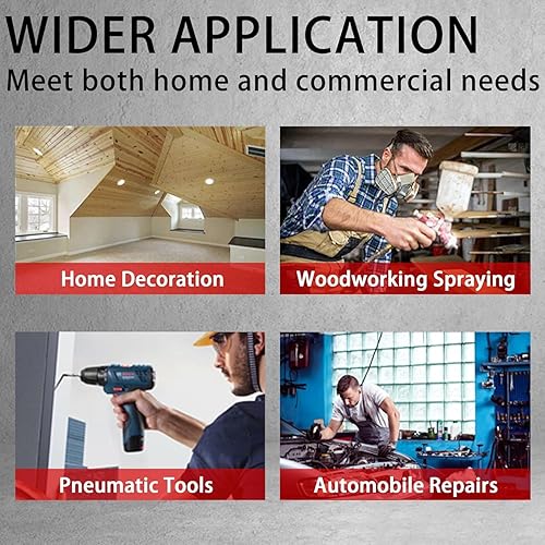 Miniatura 9 de MZB - Compresor de aire ultra silencioso de 6.4 galones, 110 V60 Hz, 1.5 HP 7.41CFM MAX 115 PSI, sin aceite, 70 dB, nivel de ruido, compresor de