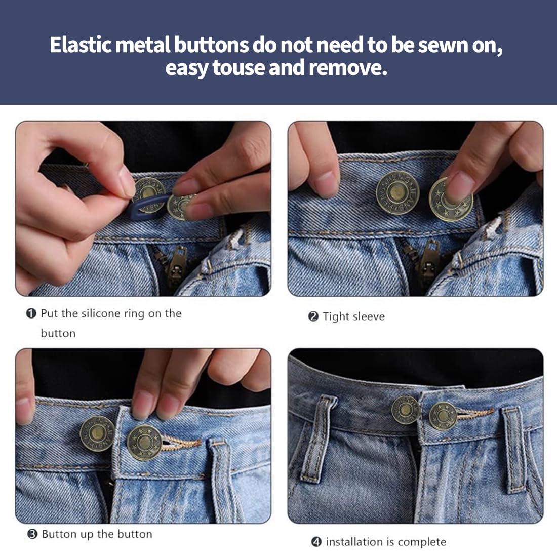 6 Piezas Extensor de Cintura con Botón, Botón Extensible para Pantalones y Vaqueros, Set de Expansores para Hombres y Mujeres, Ideal para Embarazo