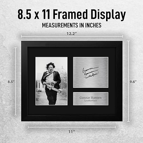 Miniatura 2 de HWC Trading Gunnar Hansen Leatherface - Regalos enmarcados impresos con autógrafo firmado para fanáticos de recuerdos de películas, tamaño carta de