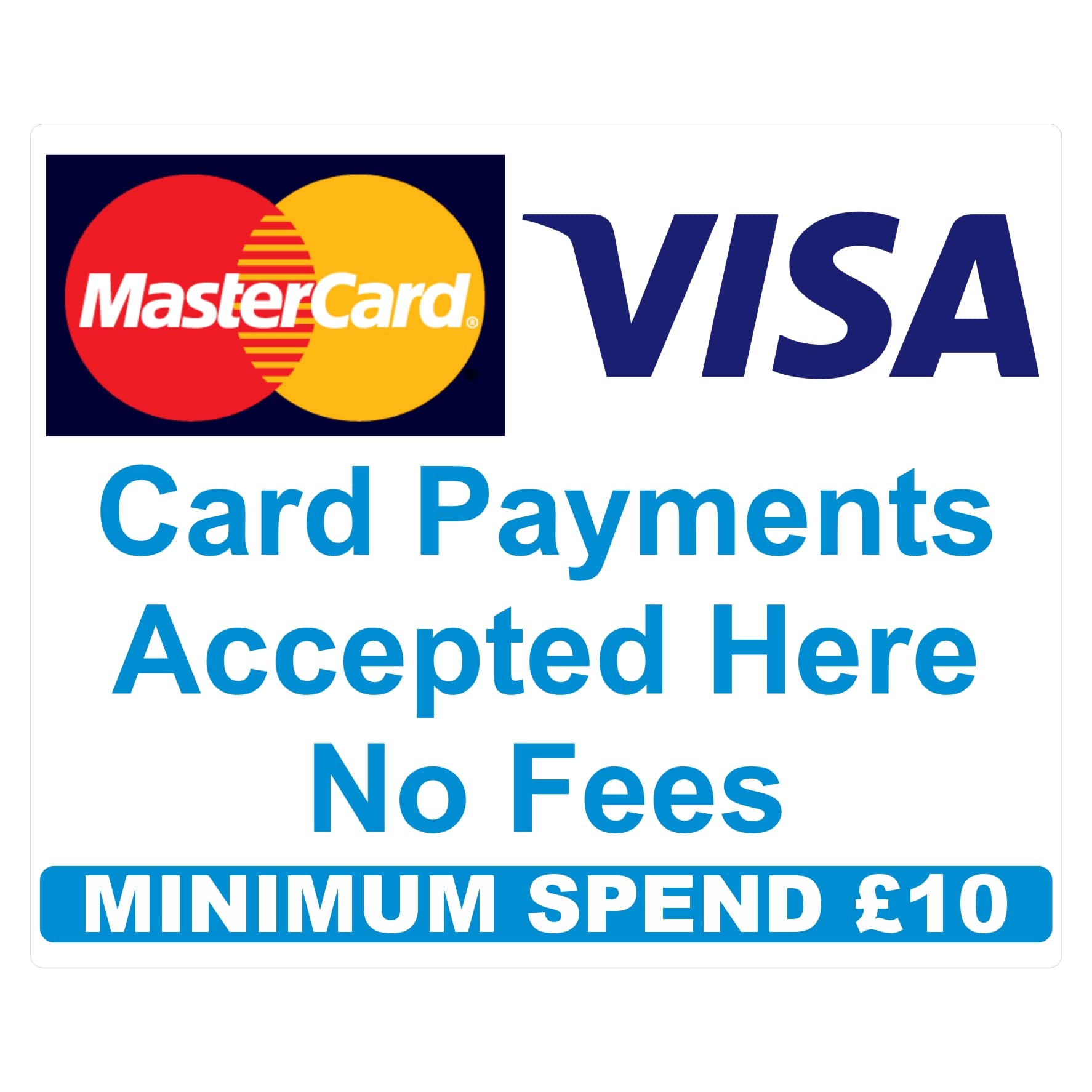 £10 Minimum spend Credit Card Mastercard Visa Payment Stickers x3 Shop Taxi