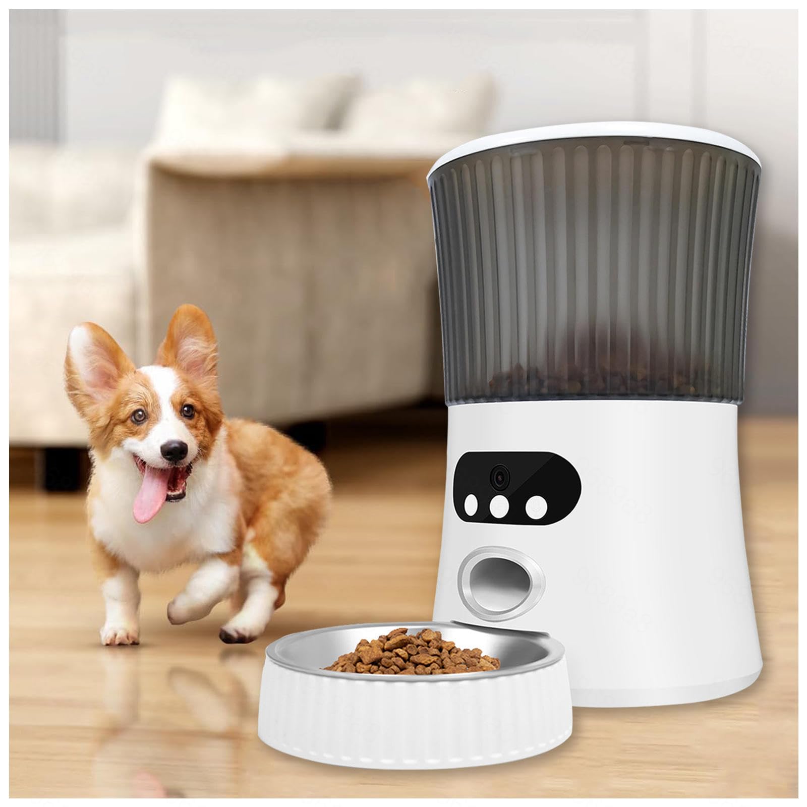 Comedero Gato Automatico WiFi, 6L 2.4G WLAN,con App Control, Full 1080p HD Cámara y Visión Nocturna Dispensador Comida Perros, Comedero Automatico Perros