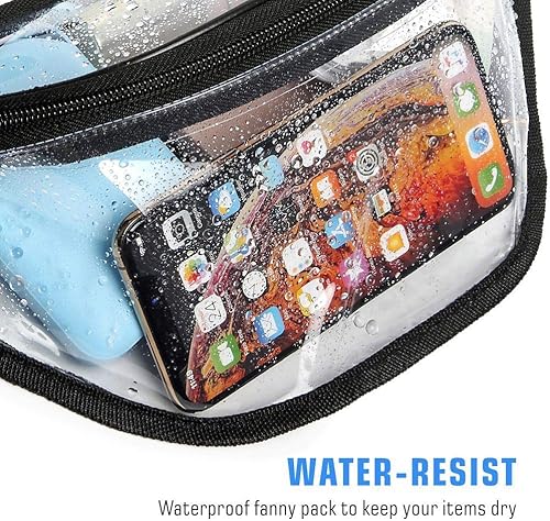 Miniatura 6 de Riñonera transparente, bolsa transparente BuyAgain aprobada para estadios, para conciertos, deportes, viajes y uso diario, Negro_0401