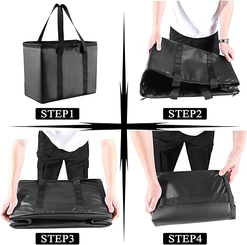 Miniatura 5 de Azuresw Bolsa aislada para entrega de alimentos, bolsa aislada para frío y calor con soporte y tabla de carga, bolsa aislante impermeable prémium