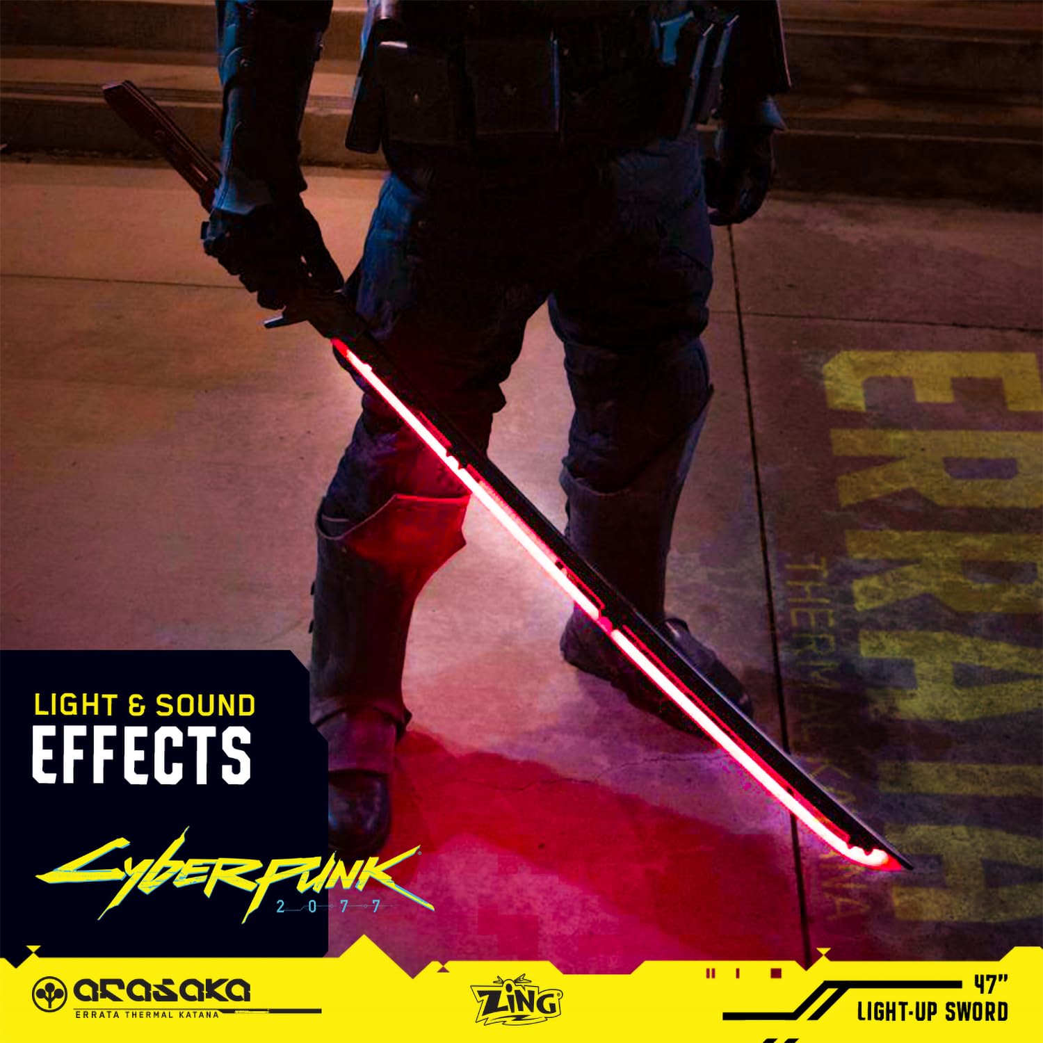 Zing Cyberpunk 2077 - Katana Termica Errata - Replica – Spada da Collezione Ufficiale con Luci e Suoni, Prop per Cosplay a Grandezza Naturale da 119 cm