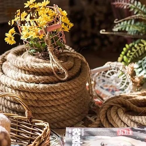 Miniatura 4 de FYIN-HONG Cuerda de yute, cuerda de cáñamo natural de 1 pulgada, cuerda de manila trenzada para manualidades, jardinería, escalada, hamaca, náutico,