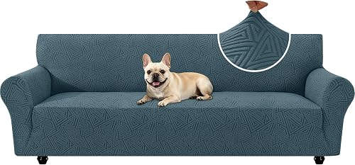 Ystyle Funda Sofa 4 Plazas con Brazos, Verde Oscuro | Fundas para Sofa Alta Elásticas, Lavable A Máquina, Resistente A Arañazos De Mascotas Y Manchas, Apto Para Sala De Estar