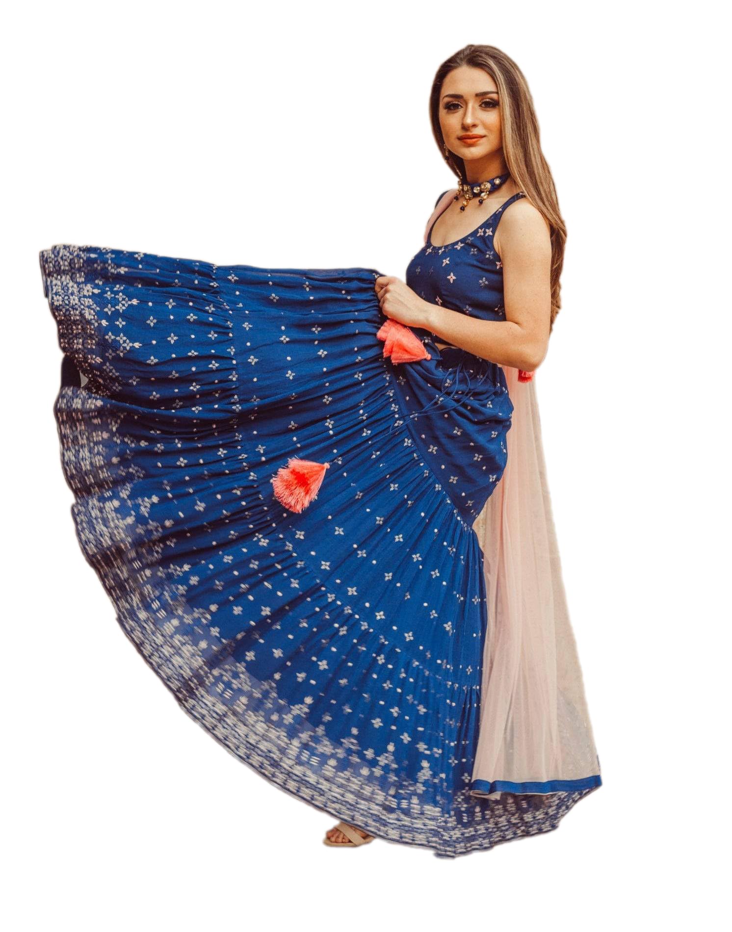 Women's Embroidery Work Georgette Fabric Flared Lehenga Choli Semi Stitched Free size (Black_Semi Stitched).-image-47
