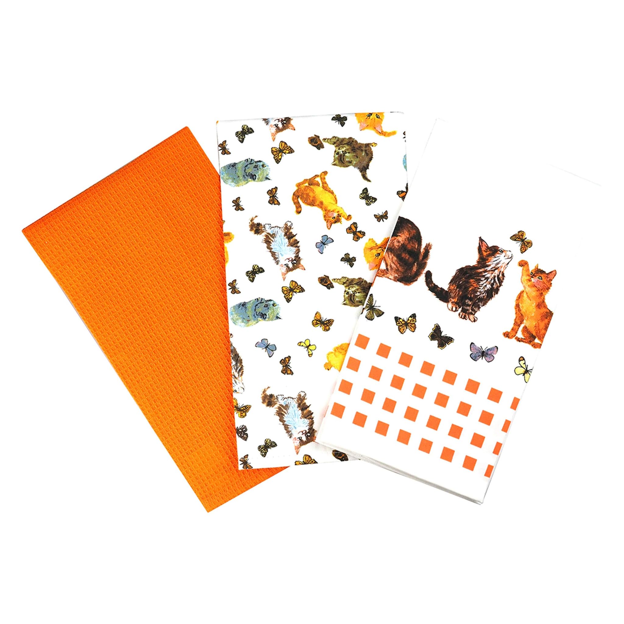 Sixsigma Sports Women's Orange Pack Of 3 Tea Towels For Kitchen - Premium Cotton Decorative Kitchen Towel Linen For Cooking, Bbq, Baking & Dish Drying - Ideal For & Men (Orange)