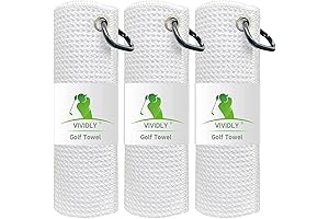 VIVIDLY 3-Pack Microfiber Waffle Pattern Golf Towels (White)