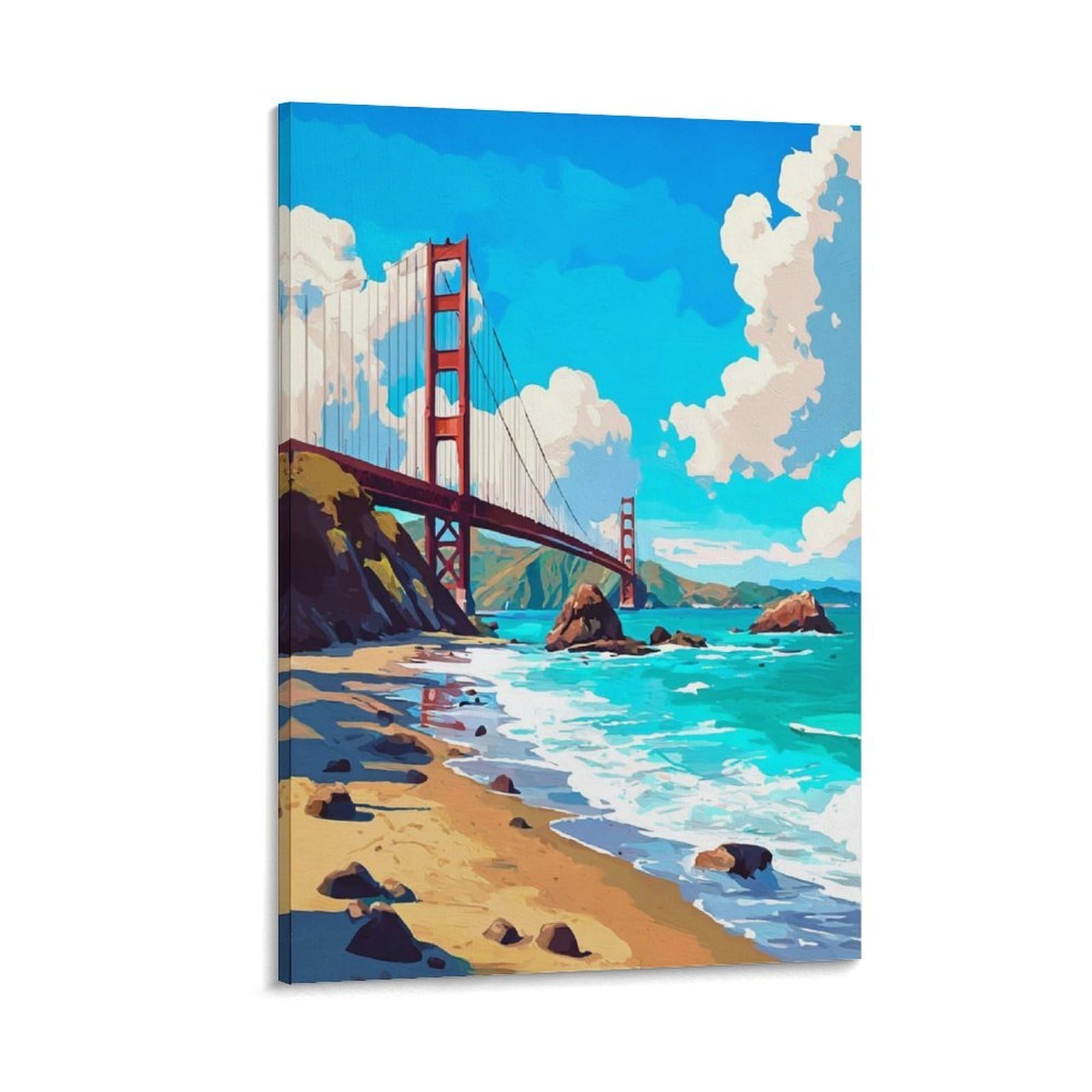 Baker Beach Posters 20x30inch(50x75cm) Vintage Watercolor Canvas Art