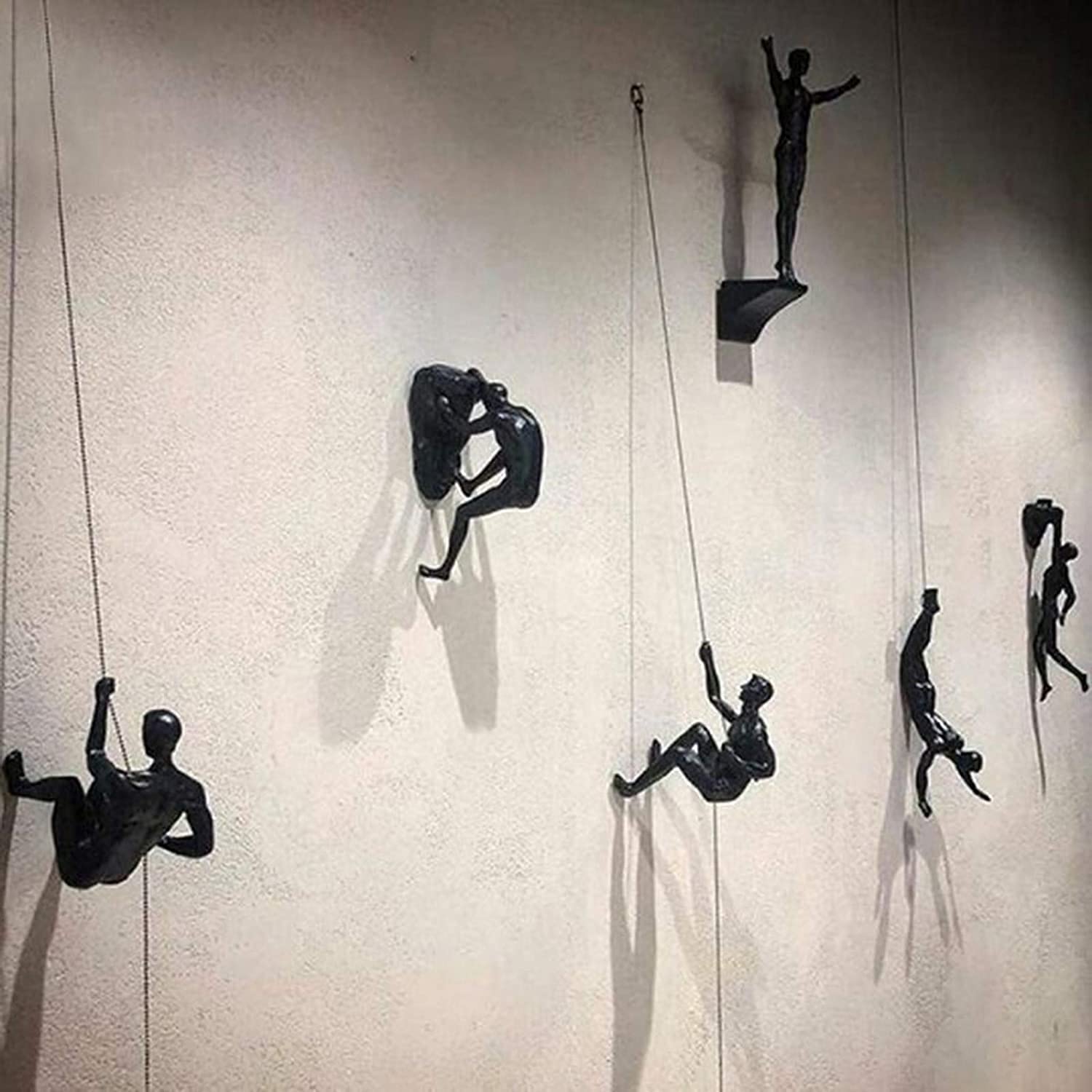 Klettersport-Wanddekoration, 6er-Set, Moderne, Schlichte Harzskulptur, kreative Klettermann-Wandskulpturen, handgefertigt für Kunst- und Heimdekoration