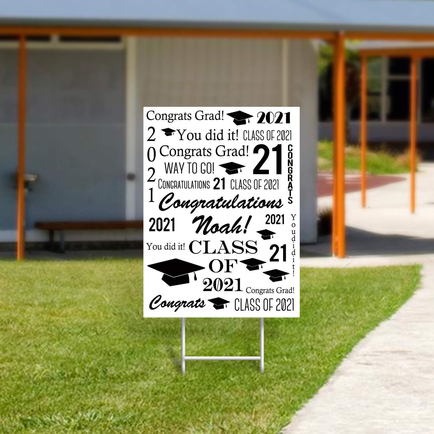 Customized Congrats Grad 2021 Custom Yard Sign High School/College 18"x24" with Stake