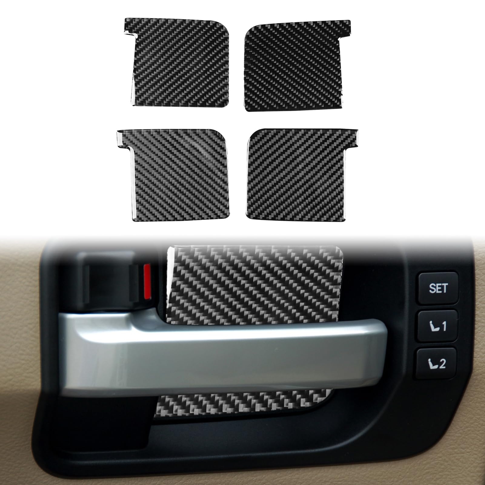 Car Interior AccessoriesInterior Door Bowl StickerCarbon Fiber Trim StickerCompatible with Toyota Tundra 2007 2008 2009 2010 2011 2012 2013
