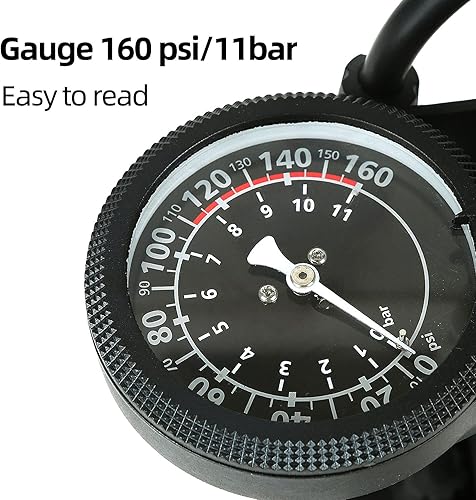 Miniatura 3 de ROCK CLOUD Bomba de piso para bicicleta con calibre 160 psi, bomba de bicicleta Presta y válvula Schrader para neumáticos, bicicleta de carretera,