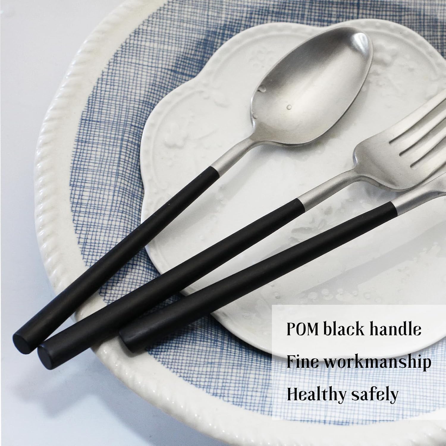 Black 20-Piece Silverware Set with Resin Handle,Stainless Steel Flatware Set, Modern Cutlery Set, Service for 4, Dishwasher Safe