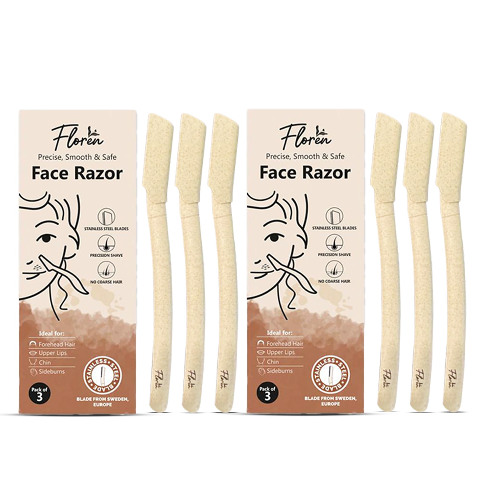 Floren Face Razor For Women I For Smooth & Effortless Facial Hair Removal I Suitable For Peach Fuzz, Chin, Upper Lips, Eyebrows I Pack Of 3 (B0B1PX5R3G) Amazon Price History, Amazon Price Tracker