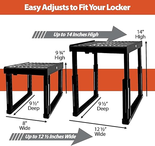 Miniatura 2 de Estante organizador de casilleros, ancho y altura ajustables, ideal para casilleros de escuela, oficina y gimnasio (paquete de 2 unidades)