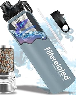 30oz Stainless Steel Portable Alkaline Filter Water Bottle, Creates Up To 9+ Ph Of Quality Water, Sports Travel Water Bottle, Removes Water Impurities（grey）