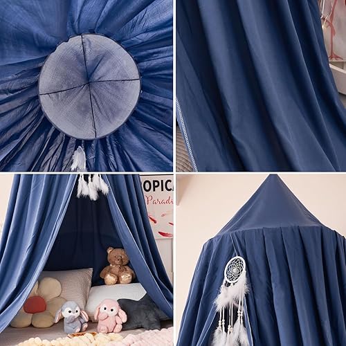 Miniatura 5 de dix-rainbow Toldo de cama de princesa para cama de bebé, cúpula redonda para niños, para interiores y exteriores, castillo, tienda de campaña