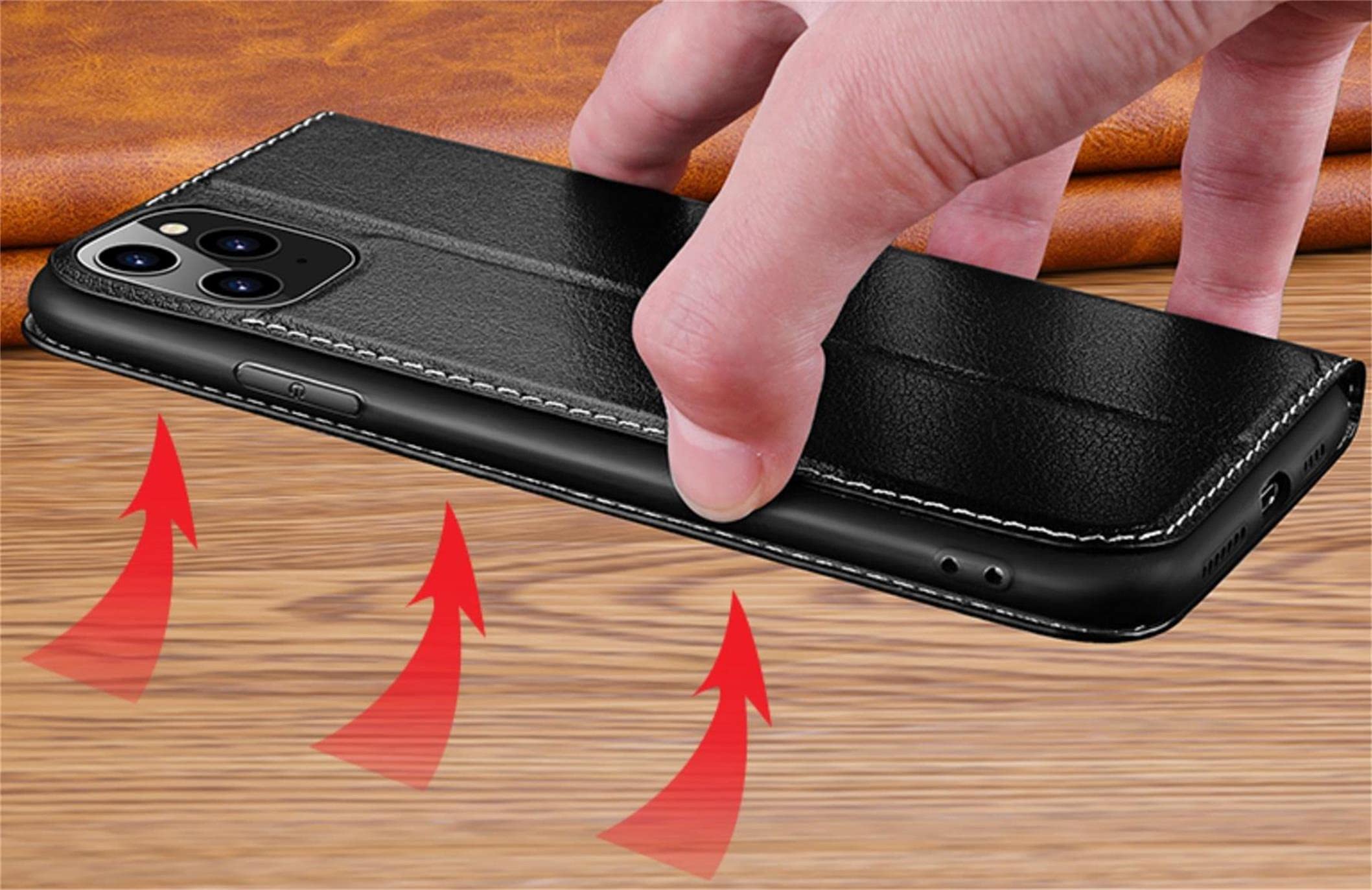 Amazon.co.jp: Aikutaysa iPhone 13 Pro 用 ケース 窓付き 牛革