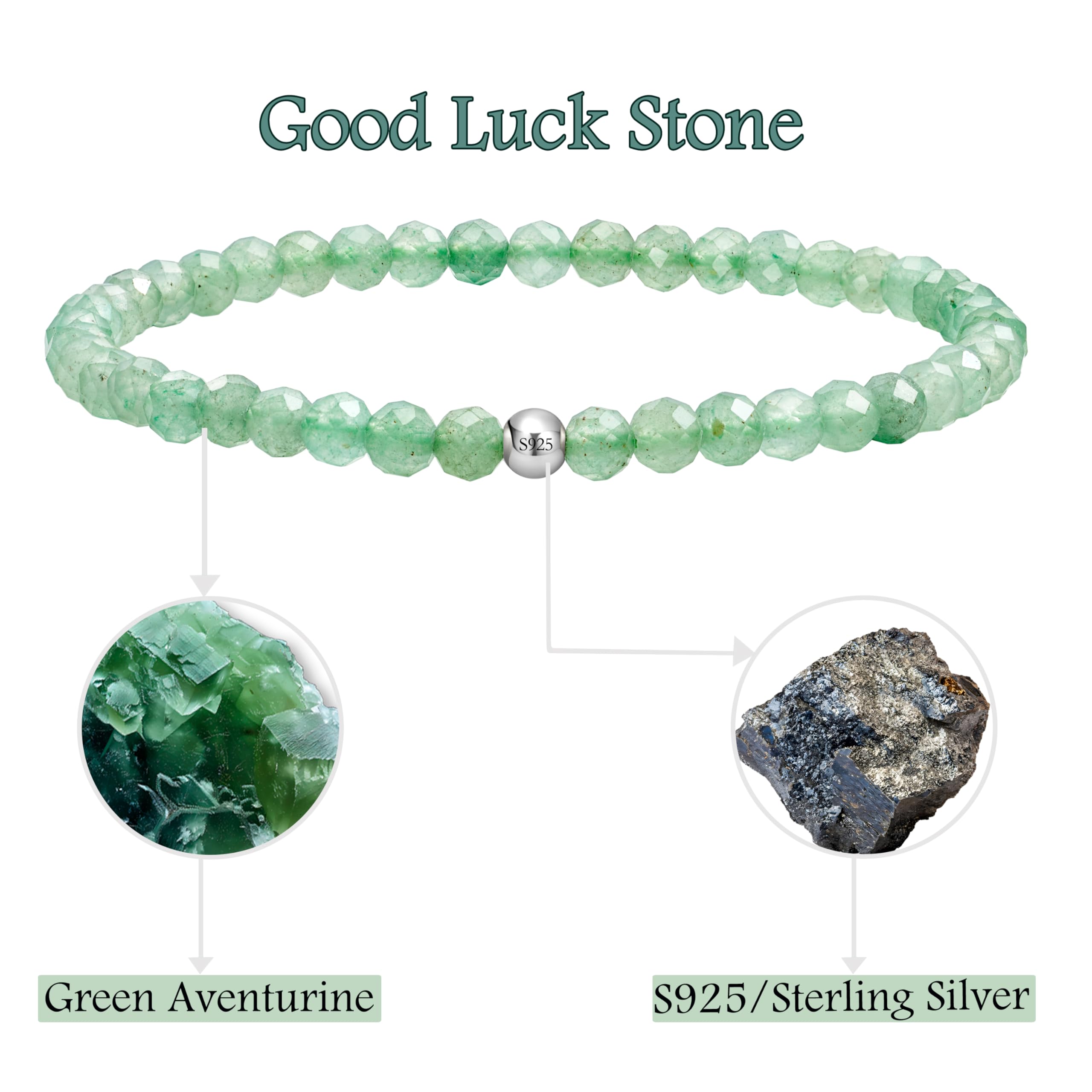 Farfume 4mm Bracciali di Perline per Donne, Bracciale di Cristallo in Argento Sterling 925, Gioielli di Pietra Naturale, Regali di Braccialetti Elastico Chakra