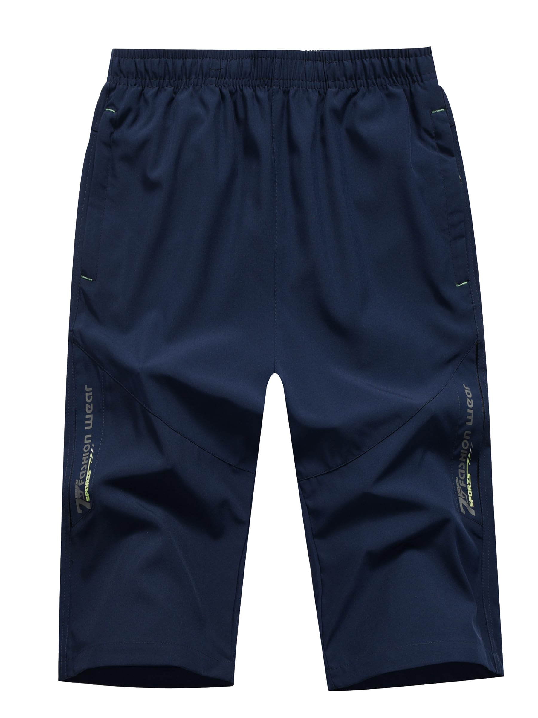 CAMLAKEE Shorts Garçon 3/4 Short Sport Enfant Pantalon Court Été avec Taille Élastique