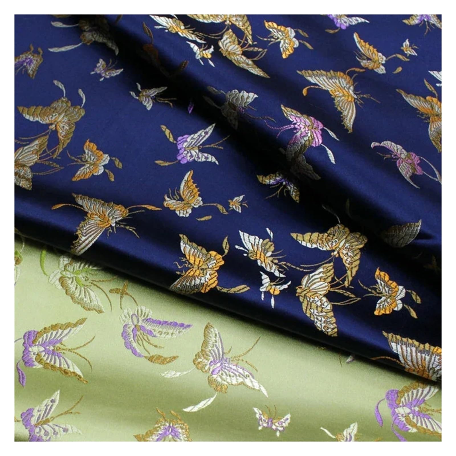 Tela De Satén Telas de costura brocado tela mariposa damasco jacquard | For costura Material satinado vestido DIY Cheongsam 50x75cm(Color 2)
