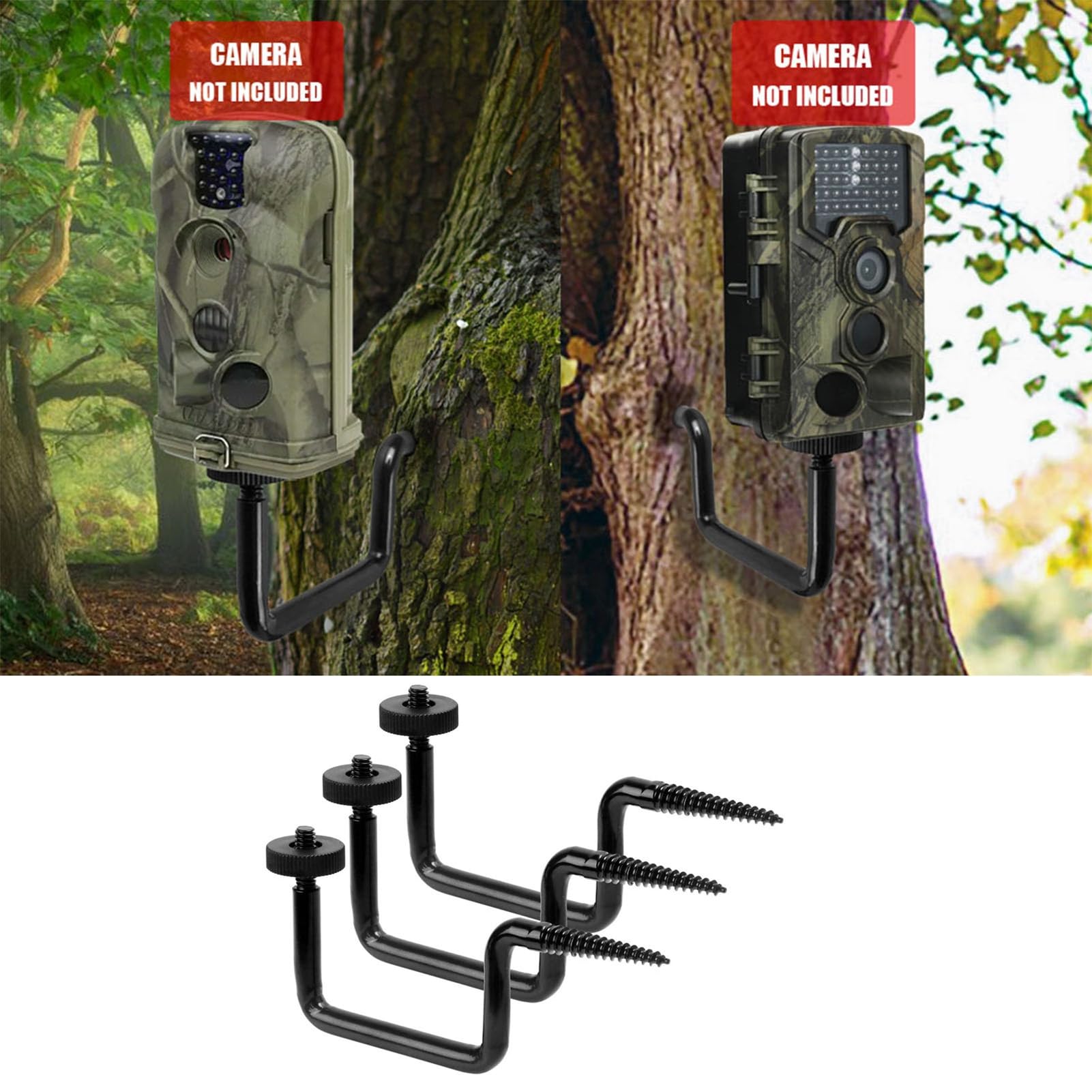 Soporte para cámara de sendero en árbol, hierro fuerte y fácil instalación, soporte de árbol de cámara de caza, soporte de montaje de tornillo, accesorios de caza para disparar cosas y juegos,