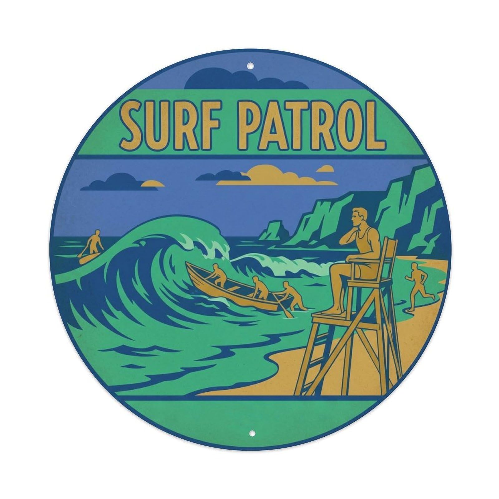 Surf Patrol Hawaii Coastal Travel Island Break Metal Tin Sign