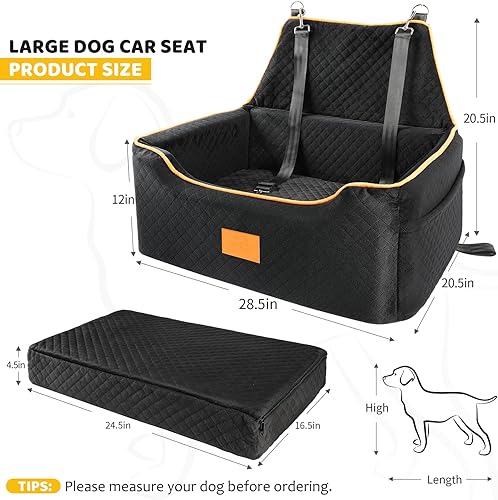 Miniatura 3 de Asiento de automóvil para perros grandesmedianos, asiento elevador para perros de menos de 55 libras o 2 asientos pequeños, desmontables y lavables